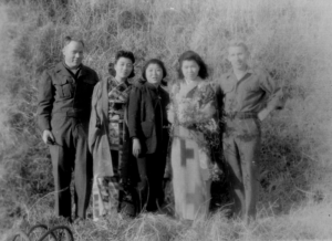 Gus and Gerry; a walk in the hills. Madame Butterfly is second from the right.