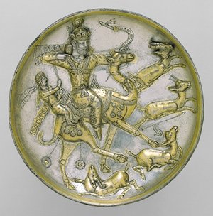 Working Title/Artist: Plate with Hunting Scene of Bahram Gur and Azadeh Department: Ancient Near East Culture/Period/Location: HB/TOA Date Code: 05 Working Date: photography by mma, DT1634.tif retouched by film and media (jnc) 8_26_08